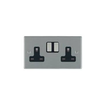 Hamilton 74SS2SS-BL 2 Gang Socket Switched Black Insert 13a Hamilton 74SS2SS-BL 2 Gang Socket Switched Black Insert 13a